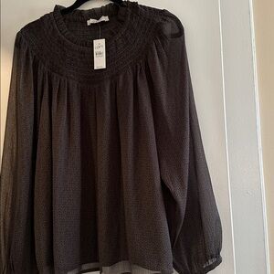 NWT LOFT Black/Gray Sheer Blouse